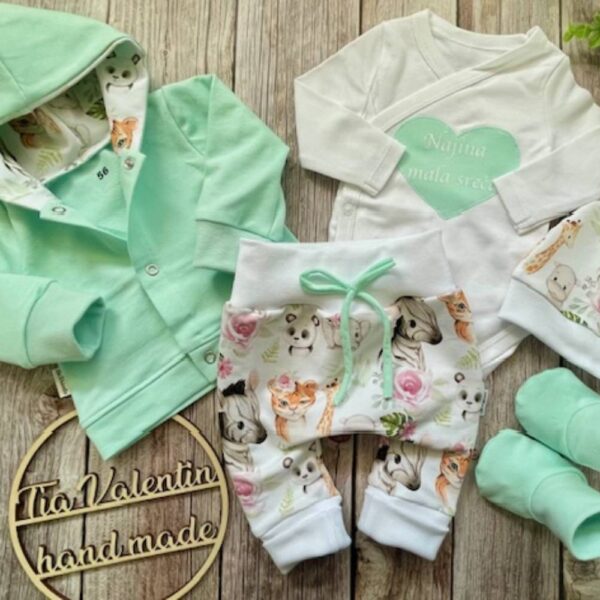 Kompletek za odhod iz porodnišnice, Najina mala sreča, mint