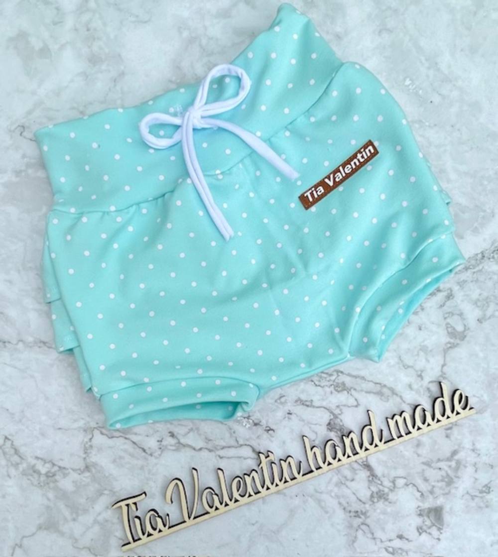 Bummie kratke hlačke z volančki - mint pikice - slika 2
