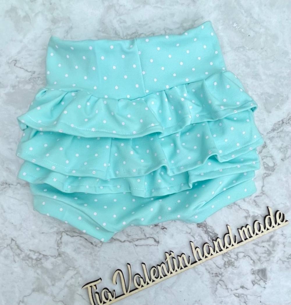 Bummie kratke hlačke z volančki - mint pikice