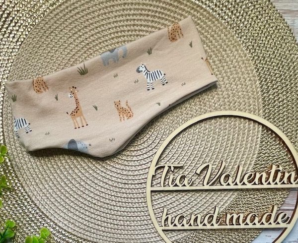 Trak za ušesa širok - motiv rjavo bež safari