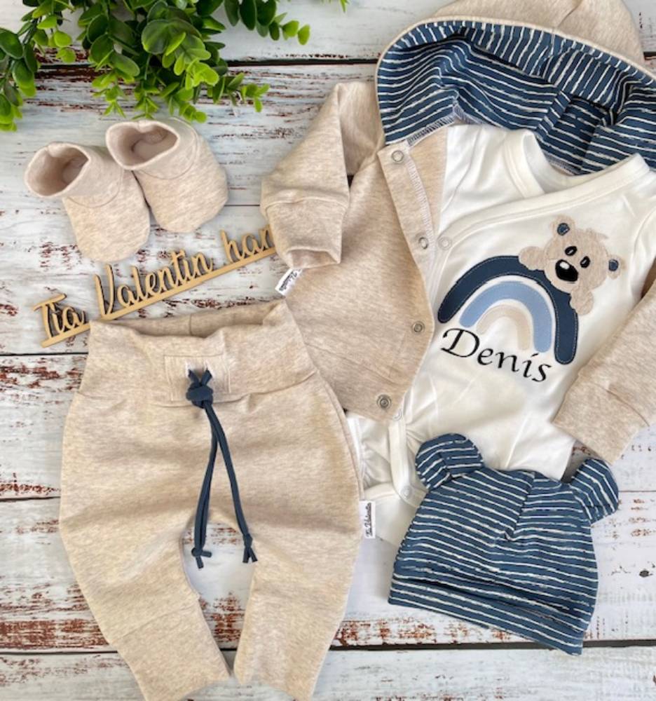 Medo na mavrici komplet za odhod iz porodnisnice obdelana