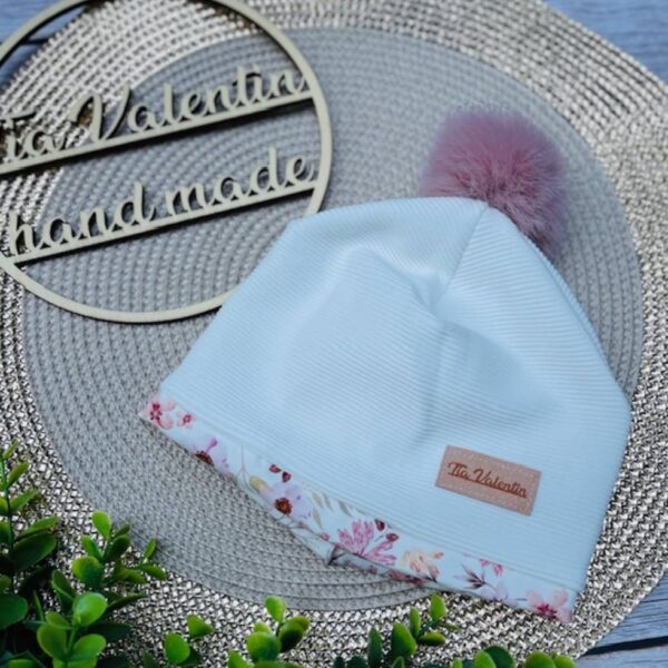 Kapica s cofom - rebrasta cvetlično roza