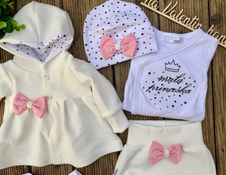 Kompletek za odhod iz porodnišnice – "Mala princeska", rebrast - slika 4