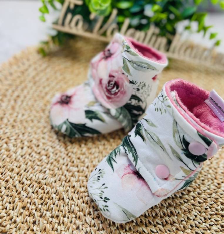 Mehki copatki - Bootie "škorenjčki", cvetovi rože