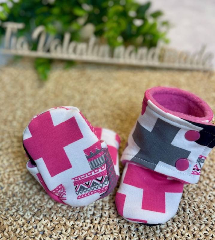 Mehki copatki - Bootie "škorenjčki", roza pluski ; ZADNJI KOS - slika 3