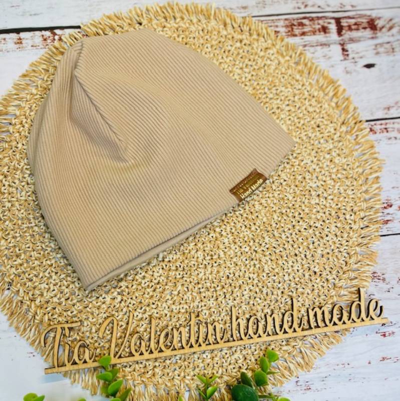 Kapa prehodna, rebrasta, podložena - bež